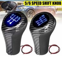 Carbon Fiber Manual Gear Shift Knob W/LED Blue Backlight Leather Shifter Lever for BMW E46 E90 E91 E92 X1 X3 X5