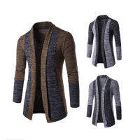 Shawl Collar Cardigan ผู้ชายดึง Homme แฟชั่นฤดูใบไม้ร่วง Slim Fit ยาว Mens Cardigans Casual Hit สีถักเสื้อสเวตเตอร์ถัก