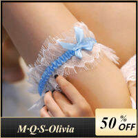 M·Q·S-Olivia   สายรัดต้นขา ผ้าลูกไม้ ลายดอกไม้ แต่งโบว์ สําหรับผู้หญิง