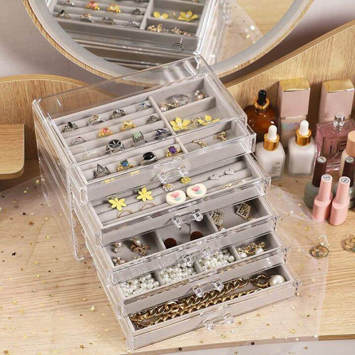 jewelry-organizer-with-5-drawers-clear-acrylic-jewelry-box-gift-stackable-velvet-earring-display-holder