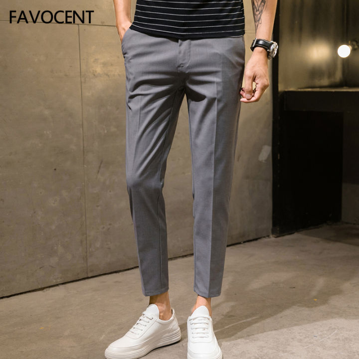 jantour Spring summer New Casual Pants Men Cotton Slim Fit Chinos Ankle-Length  Pants Fashion Trousers Male Brand Clothing 27 - AliExpress
