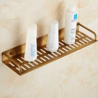 ﹍ Single tier brass wall square shelfves Retro toilet / kitchen triangle shelf Copper bathroom producks shelf corner rack