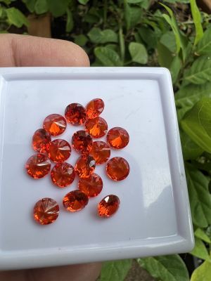 เพชรรัสเซีย สีส้ม ทรงกลม 6.00 มม (10 เม็ด) BRILLIANT ORANGE  ROSE DIAMOND พลอย CUBIC ZIRCONIA CZ ROUND SHAPE