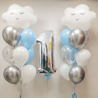 18pcs Big White Cloud Balloons Set 32inch Silver Number Foil Ballon Wedding Kids Birthday Party Decoration Baby Baptism Supplies