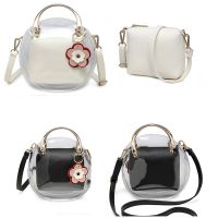 【YD】 Transparent  Leather Crossbody Round Handbags With Piece Purse Shoulder