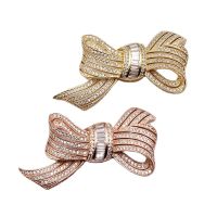 APDGG 30x48mm Gold plated Bowknot Flower CZ Connector Cubic Zircon Micro Paved For Pearl Necklace pendant Jewelry Making DIY