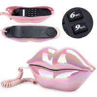Cordless Phone Electroplating Pink Funny Lip Telephone WX 016 Fashionable Number Storage Function Telefono Fijo Lip Telephone