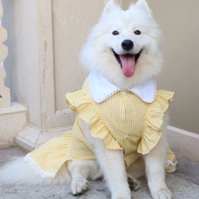 Big Large Pet Clothing Plaid Summer Puppy Dog Dress Big Large Dog Clothes Samoyed Husky Labrador Golden Retriever Dresses
