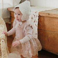 2022 Korean Style New Spring Baby Girls Vest Pink Beige Lace Pullover Mesh Princess Children Waistcoats Sweet Outwear E665