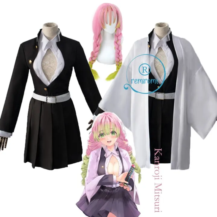 Demon Slayer Anime Cosplay Kanroji Mitsuri Team Uniform White Cloak 