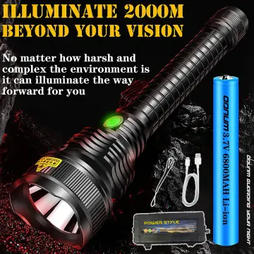 Ultra Powerful Flashlight 2000M High Power Rechargeable LED Flash Lights  Zoomable Tactical Torch Lamp Waterproof Camping