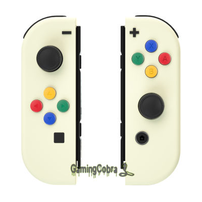 eXtremeRate Light Cream Soft Touch Controller Housing Shell Cover With Colorful Buttons for NS Switch JoyCon &amp; OLED