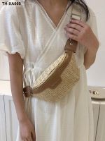 Young girl lovely straw bag female 2023 new tide niche width character one shoulder straps weaves his chest pockets