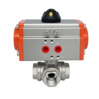 DN15 304 Stainless Steel Pneumatic Ball Valve Three-way T/L AT Pneumatic Actuator Female Thread Ball Valves