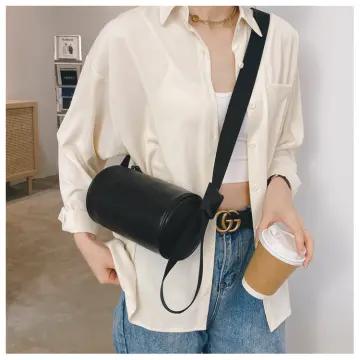 PLANX Black Sling Bag Stylish Fancy Gold Chain Strap Shoulder
