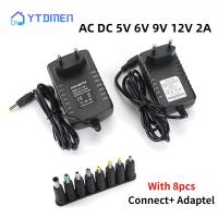 ☌ DC 5V 6V 9V 12V 2A Power Supply Charger AC 110V 220V AC DC Power Adapter 5.5x2.1mm 4.0x1.7mm 3.5x1.35mm DC Plug Converter EU US