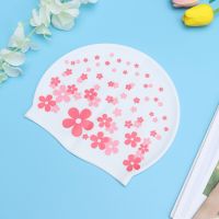 Kids Shower Cap Childrens Swimming Cartoon Silicon Waterproof Protect Ear Swim Pool Hat Children Caps(Rose Red Flower Swim Caps