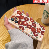 เคส JIUMOO สำหรับ Realme GT2 Pro 5G เคสแฟชั่นลายดอกไม้นำโชคใหม่กรอบสี่เหลี่ยมพื้นผิวชุบซิลิก้าเจลนิ่มกันกระแทกเคสมือถือรวมเลนส์กล้องถ่ายรูปฝาครอบป้องกัน