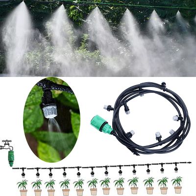 10M Outdoor Cooling Patio Misting System Fan Cooler Water Mist Gardenhouse Garden Patio Spray Hot Fogger Misting System Supplies Power Points  Switche