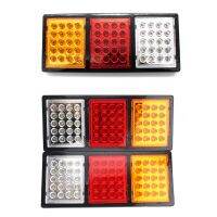 Gucanou ไฟลูกปัดตกแต่ง DC 12V/24V 60LED,ไฟเตือนรถบรรทุกกันน้ำไฟท้าย2ชิ้น