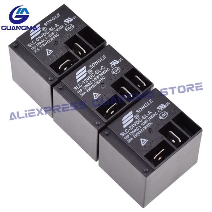 10pcs-relay-slc-05vdc-sl-c-slc-12vdc-sl-c-slc-12vdc-sl-a-t91-5v-12v-24v-black-electrical-pcb-power-relay-30a-250vac-4pin-5pin