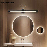 DOOMYHOME โคมไฟ LED กระจกหัวกวางทองแดงแบบทันสมัย AC90-260V เชิงเทียนติดผนังไฟห้องน้ำอุตสาหกรรมโคมไฟเหล็กสแตนเลส