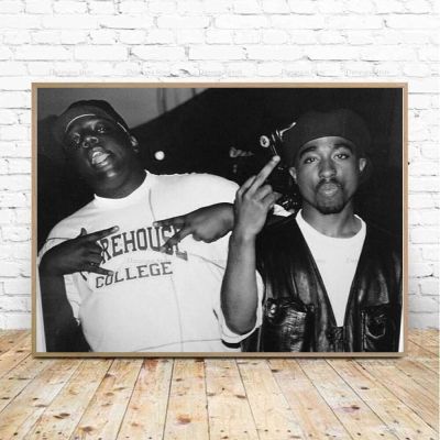 ฉาวโฉ่ B.I.G Biggie Smalls Tupac 2PAC Shakur Hip Hop Gangsta Wall Art ภาพวาดผ้าใบภาพ Room Home Decor โปสเตอร์พิมพ์