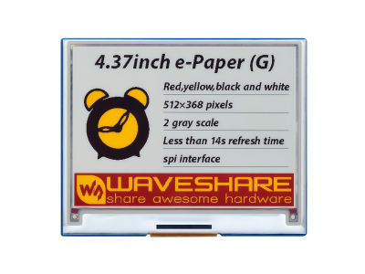 โมดูล E-Paper ขนาด4.37นิ้ว (G), 512 × 368,แดงเหลืองดำขาวพลังงานต่ำ,มุมมองกว้าง,เหมือนกระดาษ