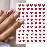 【LZ】 Red Black Heart Design 3D Nail Sticker Love Letters Self-Adhesive Sliders For Nails Summer Leaves Nail Decals Manicures Wraps
