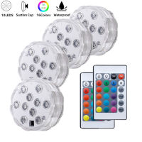 4Pcs 10 Led RGB Waterproof Ip68 Submersible Lights Underwater Night Lamp for Tea Light Vase Bowl Party Wedding Swimming Pool