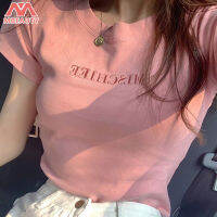 Mbeauty เสื้อยืดแขนสั้นของผู้หญิง,เสื้อใส่ไปโรงเรียนทรงสลิมสำหรับฤดูร้อน