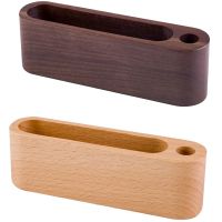 Solid Wood Business Card Holder Desk Storage Holder Beech Walnut Wood Business Card Holder Business Card Case with Pen Holder