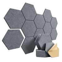 1Set Self-Adhesive Sound Proof Foam Acoustic Panels 12X10X0.4In Hexagonal ,Drak Gray