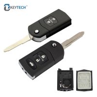 OkeyTech 2/3 Buttons Big Battery Hold Flip Folding Remote Car Key Case Fob For MAZDA 3 5 6 Series M6 RX8 MX5 With Uncut Blade