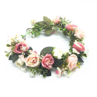 Wholesale Flower Crown Bride Wedding Party Hair Accessories Rose Flower Wreath Headband Floral Garlands Women Headdress Ornament