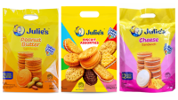 บิสกิตเนยถั่ว และ รสชีส ห่อใหญ่ 360g Julies peanut butter biscuit