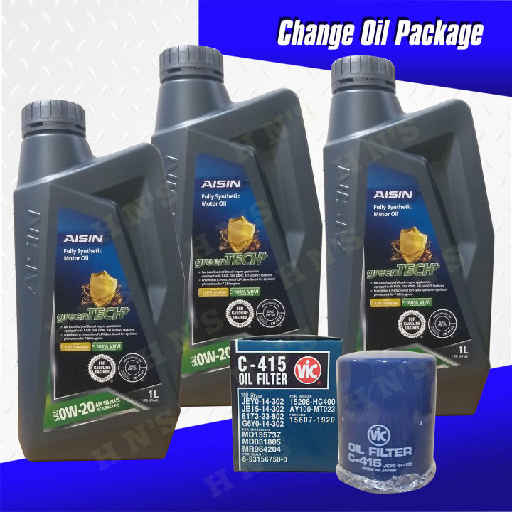 AISIN Fully Synthetic API SN 0W-20 Oil Change Package for Mitsubishi ...