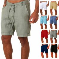 Male Summer Breathable Solid Color Linen Trousers Mens Cotton Linen shorts Pants Fitness Streetwear S-4XL