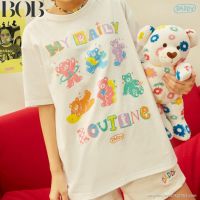 BOB My Daily Routine Over Size T-Shirtเสื้อโอเว่อร์ไซร์สีขาวสุดน่ารัก oversize SML2XL3XL