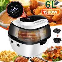 220V 6L Health Fryer Cooker Smart Touch LCD Airfryer Pizza Oil free Air Fryer 1500W Multi function Smart Fryer for French fries