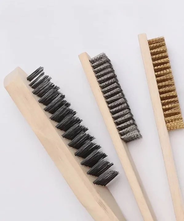 Steel Brush Wood Handle Copper Wire Brush Lazada PH