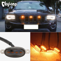 1ชุด Universal 12V Auto Car Grille ด้านหน้า LED Amber Grille ชุดไฟถ่ายภาพรถ Eagle Eye