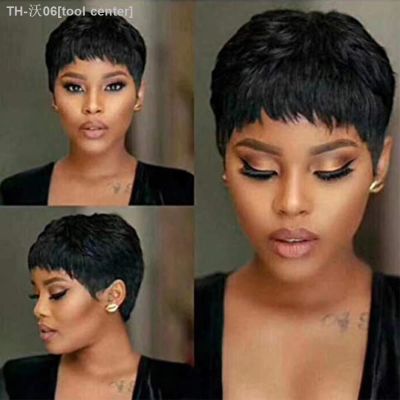 Short Straight Human Hair Wigs Natural Color Brazilian Remy Hair Pixie Cut Wig Cheap Human Hair Wig For Black Women MYLOCKME [ Hot sell ] tool center