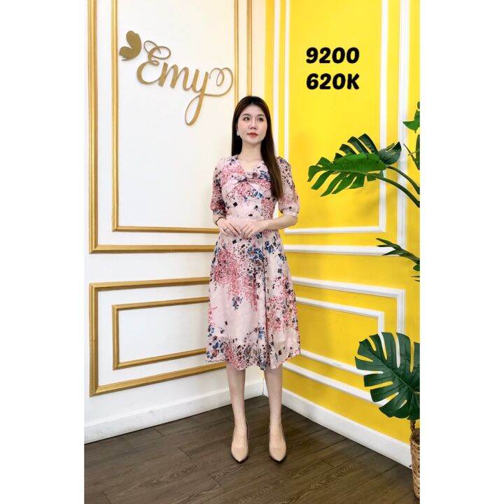 Đầm EMY EM9200 Cổ V Xoắn Ngực | Lazada.vn