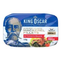 ของเข้าใหม่??คิงออสการ์ ปลาเเมคเคอเรลในซอสมะเขือเทศ 115 กรัม - Mackerel in Tomato Sauce 115g King Oscar Brand