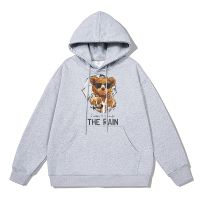 Teddy Bear With Umbrella Personality Hoodie Men Street Fashion Sweatshirt Hip Hop Harajuku Pullover Hooded Winter Warm Tracksuit Size XS-4XL