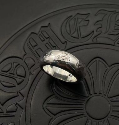 Chrome Cool Hearts แหวนสำหรับผู้ชายและผู้หญิงรุ่นคลาสสิกรุ่นหนาของวงกลมครอสวินเทจพังก์แหวนฮิปฮอป