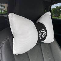 Fashion Rose Flower Car Seat Headrest Neck Pillow Ice Silk Mesh Bowknot Head Waist Pillows Support Car Interior Accessories Seat Cushions