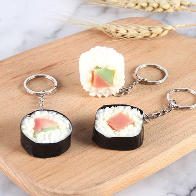 【YF】 Stall wholesale key chain Japanese fake salmon sushi roll simulation food pendant creative gift play model K4920