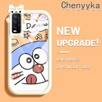 เคส Chenyyyka สำหรับ VIVO Y20 Y20i Y20s Y12s Y20 2021 Y11s Y12A Y20T Y20S M Y20S D เคสรูปการ์ตูนโดราเอมอนน้อยมอนสเตอร์ตัวน้อยมีโบว์แบบนิ่มกันกระแทกทนต่อการขีดข่วนเคสโทรศัพท์โปร่งใสซิลิก้าเจล TPU เลนส์กล้องถ่ายรูปฝาครอบป้องกัน